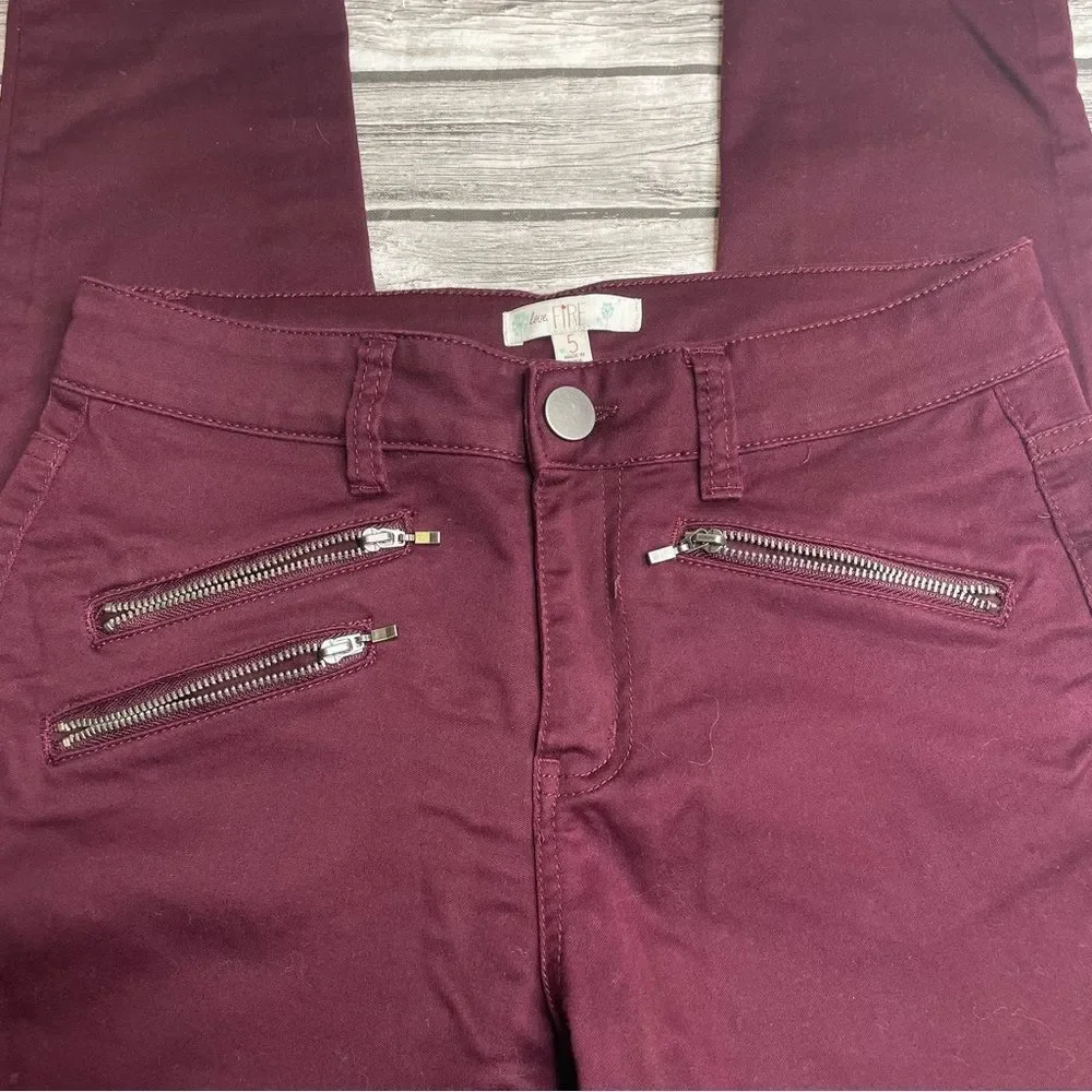 Love Fire Women’s Skinny Leg Chino Pants Burgundy Maroon Size 5 - Picture 4 of 11
